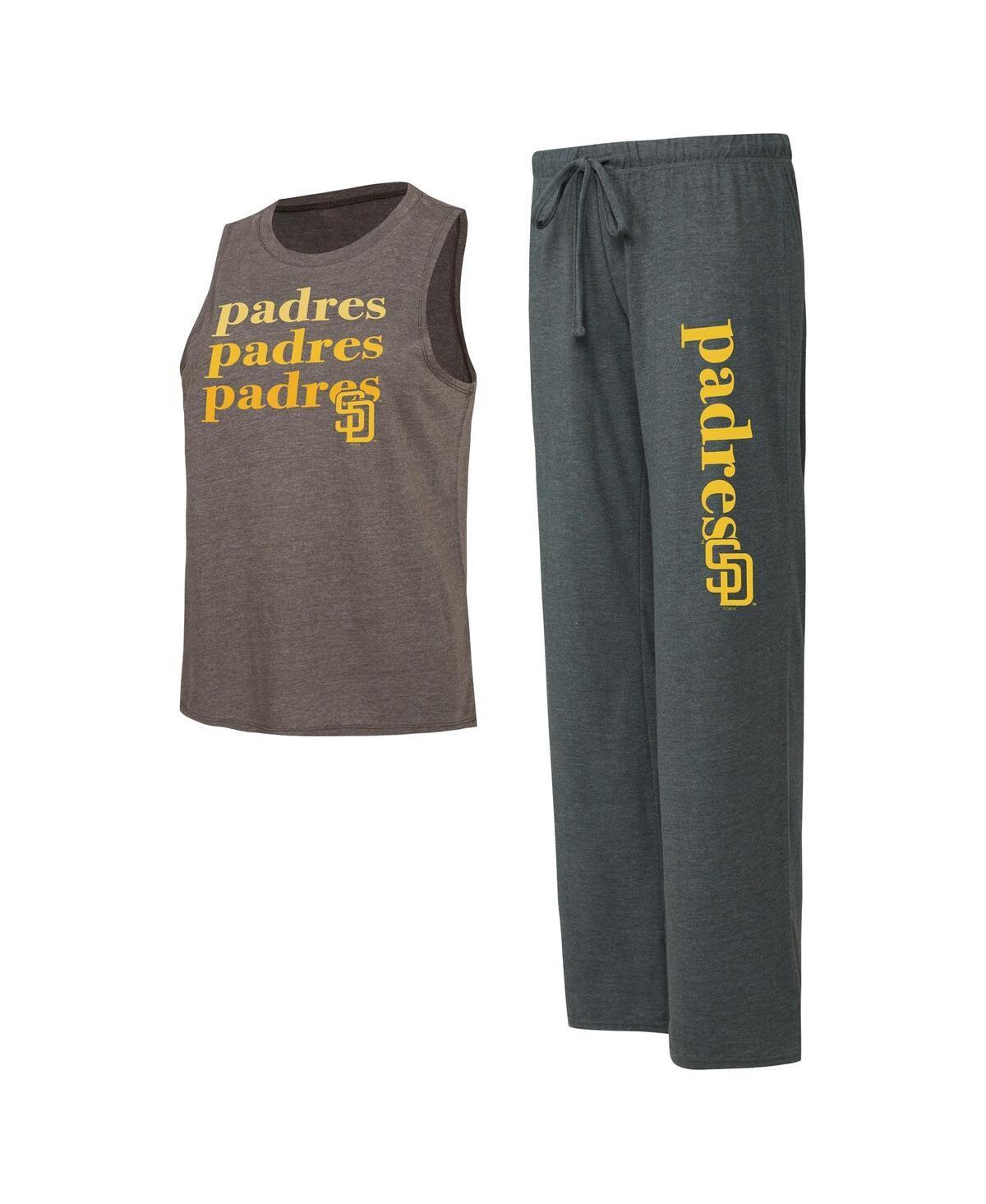 Womens Concepts Sport Charcoal/Brown San Diego Padres Meter Muscle Tank and Pants Sleep Set Product Image