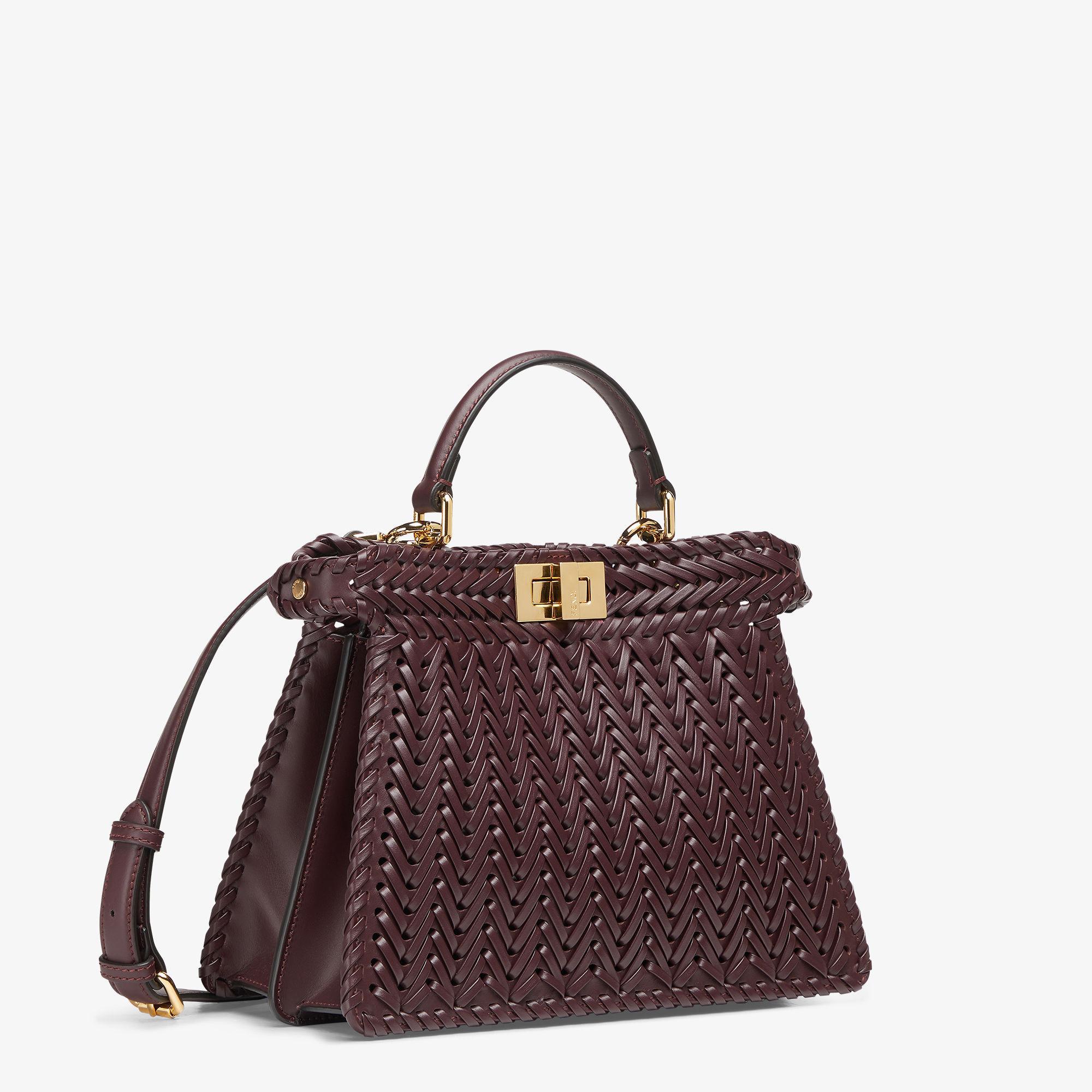 Peekaboo ISeeU SmallBurgundy braided leather bag Product Image