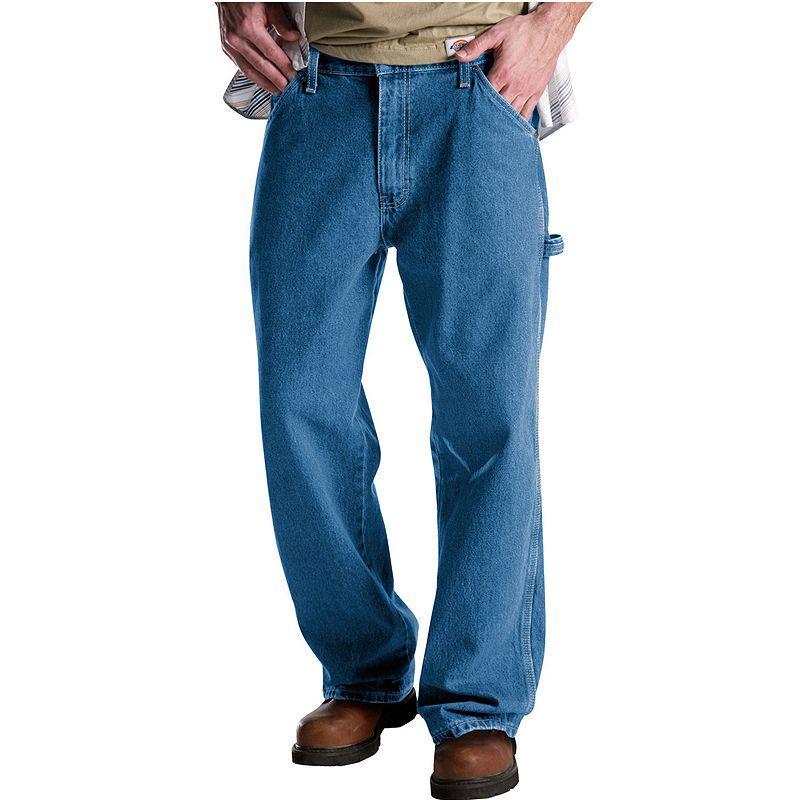 Mens Dickies Relaxed Fit Denim Carpenter Jeans Stonewashed Blue Product Image