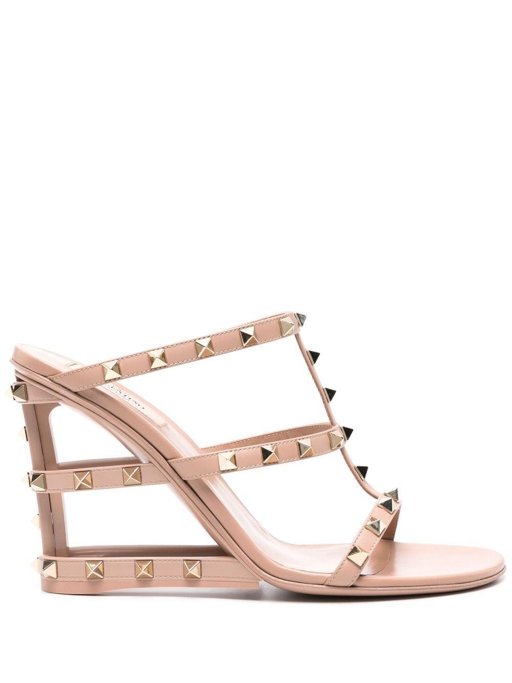 100mm Rockstud-embellished Caged Mules In Multicolor Product Image