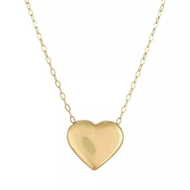 14k Gold Petite Puffed Heart Necklace, Womens Product Image