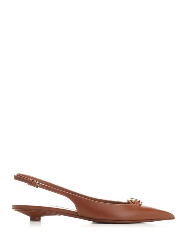 V Logo Moon Sling Back In Brown Product Image