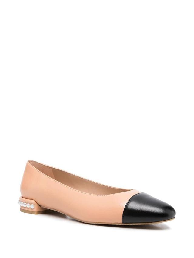 Lambskin Pearly-stud Ballerina Flats In Brown Product Image