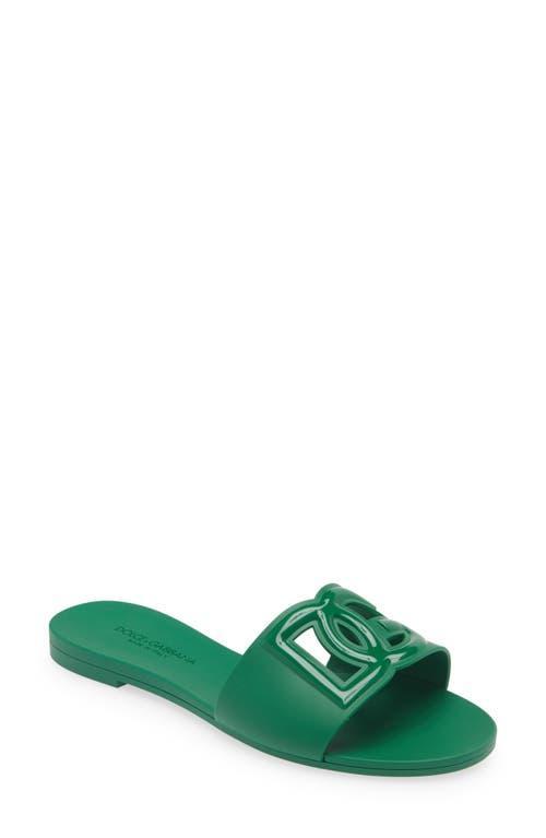 DOLCE & GABBANA Cutout Dg Flat Slide Sandals In Verde Product Image