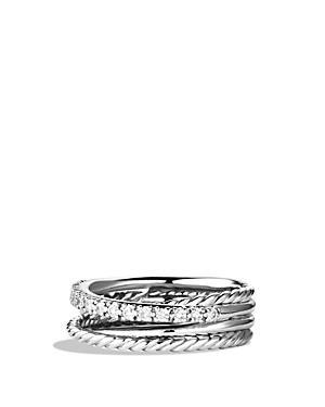 Womens Crossover Band Ring with Pav Diamonds Product Image