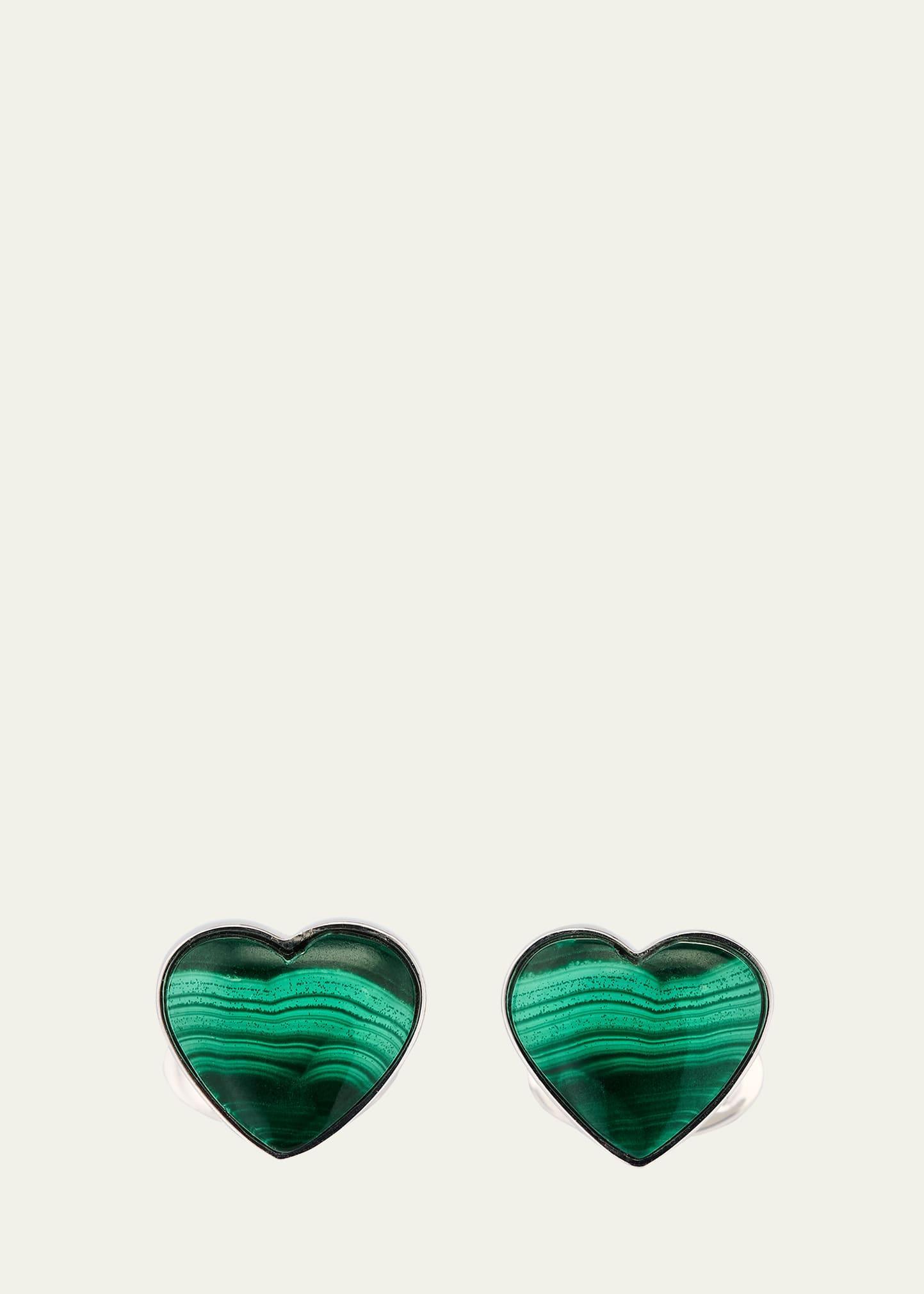 Men's Malachite Heart Cufflinks Product Image