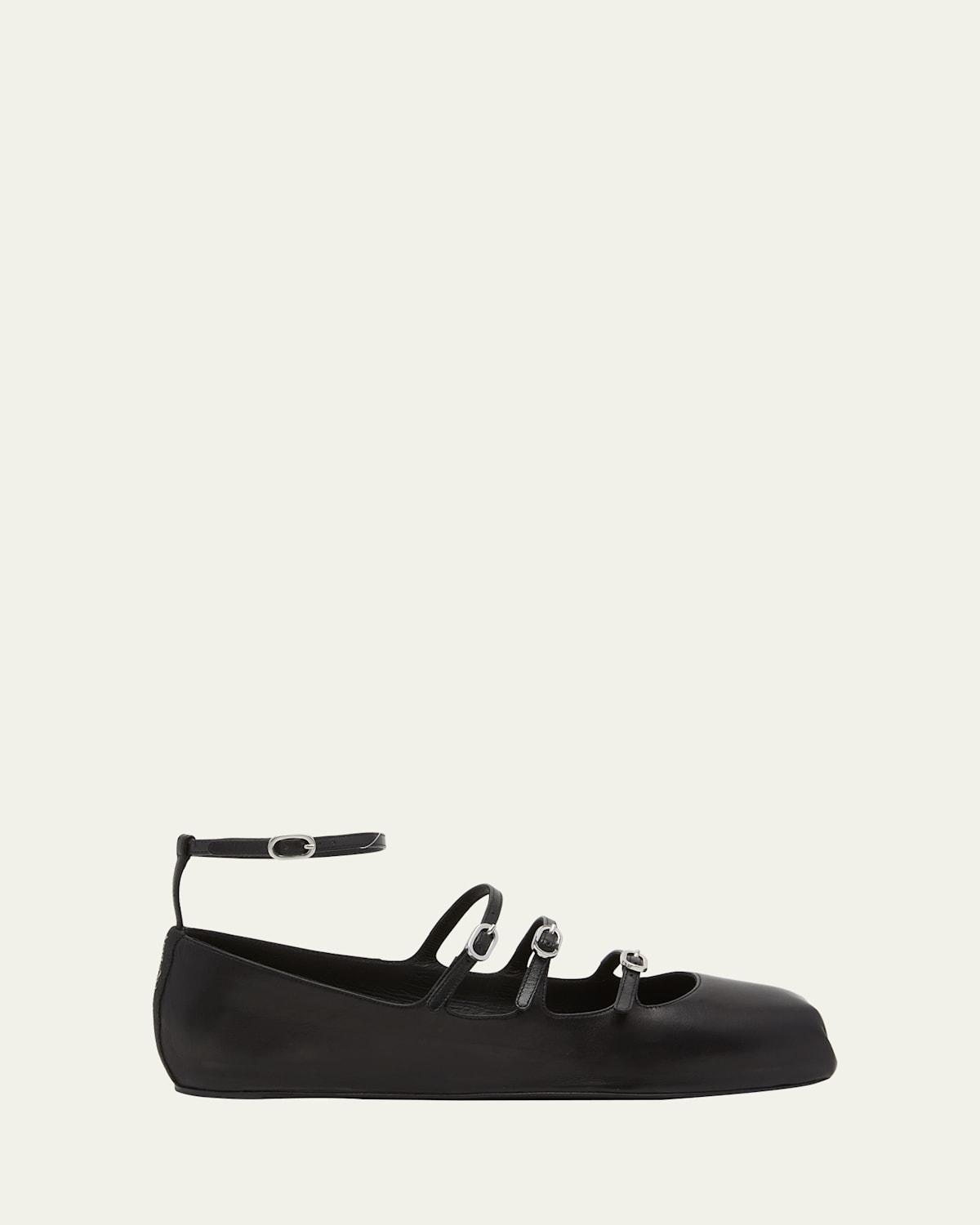 Leather Mary Jane Trio Ballerina Flats Product Image