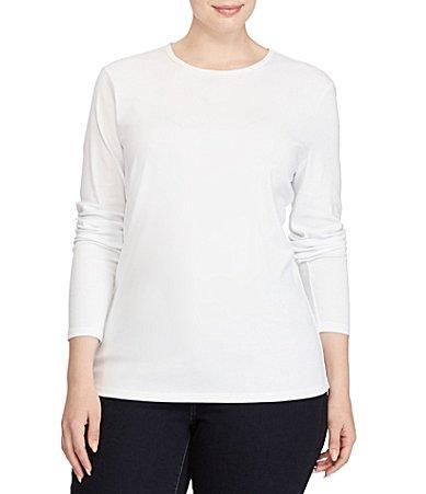 Lauren Ralph Lauren Plus Size Long Sleeve Crew Neck Stretch Top Product Image