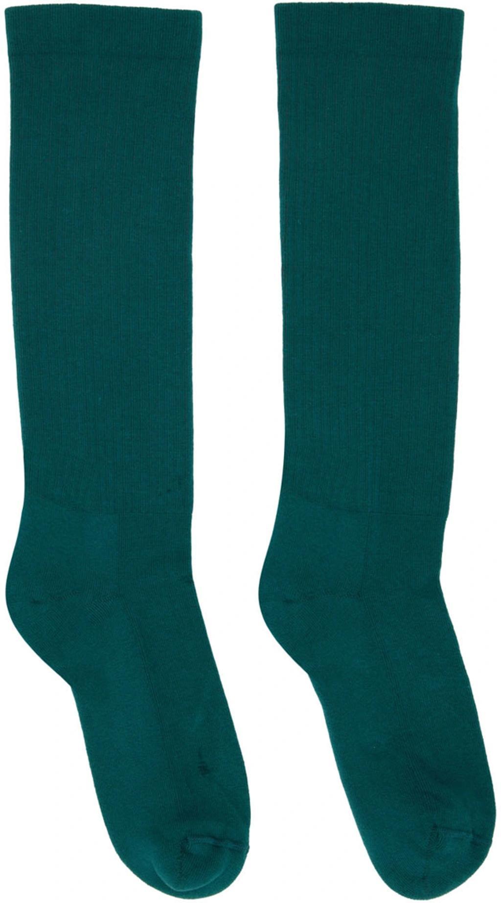 Green Mid-calf Socks In 6511 Teal/milk Product Image