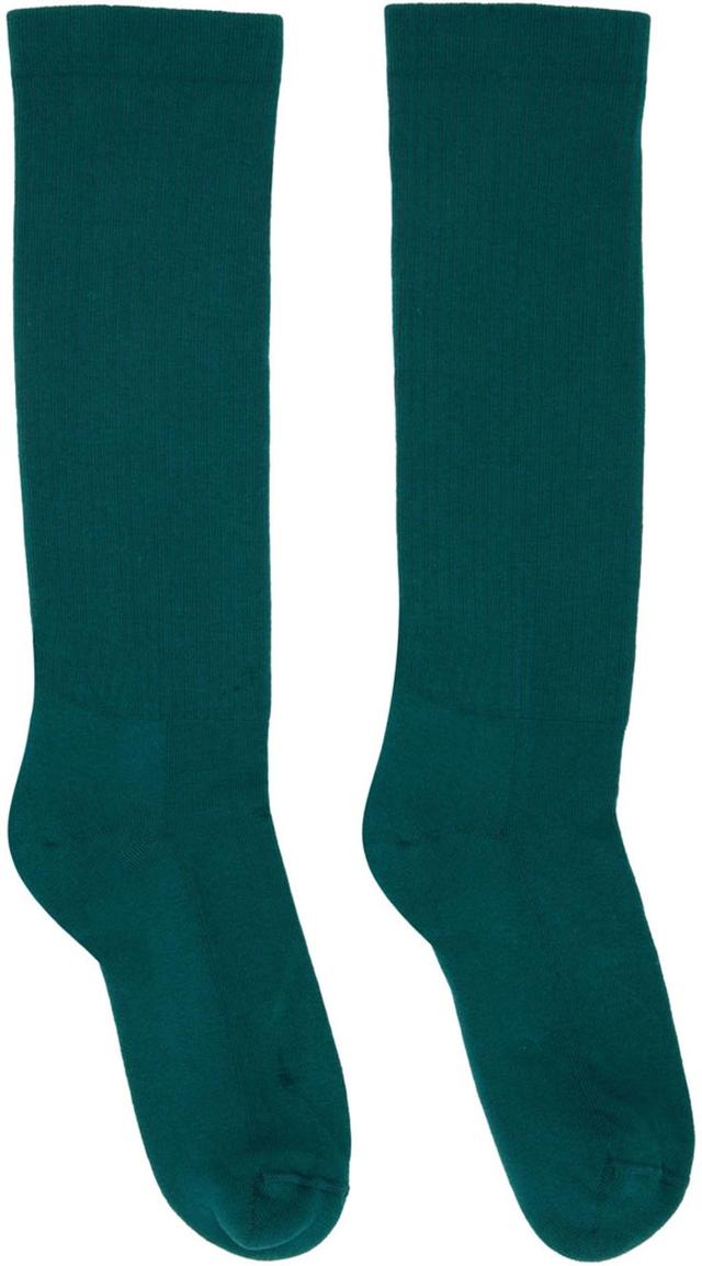 Green Mid-calf Socks In 6511 Teal/milk Product Image