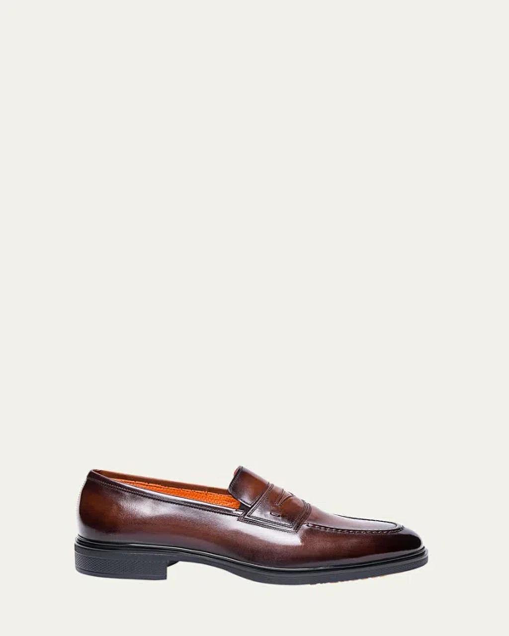 SANTONI Men's Easy Leather Cap-toe Oxfords In Dark Brown Product Image