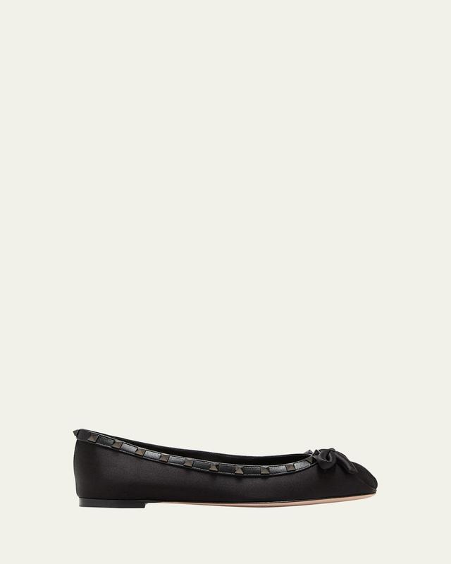 Womens Rockstud Satin Ballerinas With Tone-On-Tone Studs Product Image