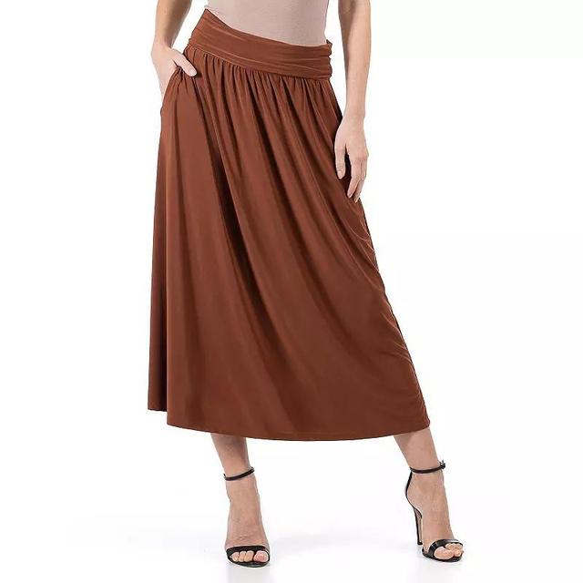 Womens 24Seven Comfort Apparel Foldover Maxi Skirt With Pockets Red Product Image