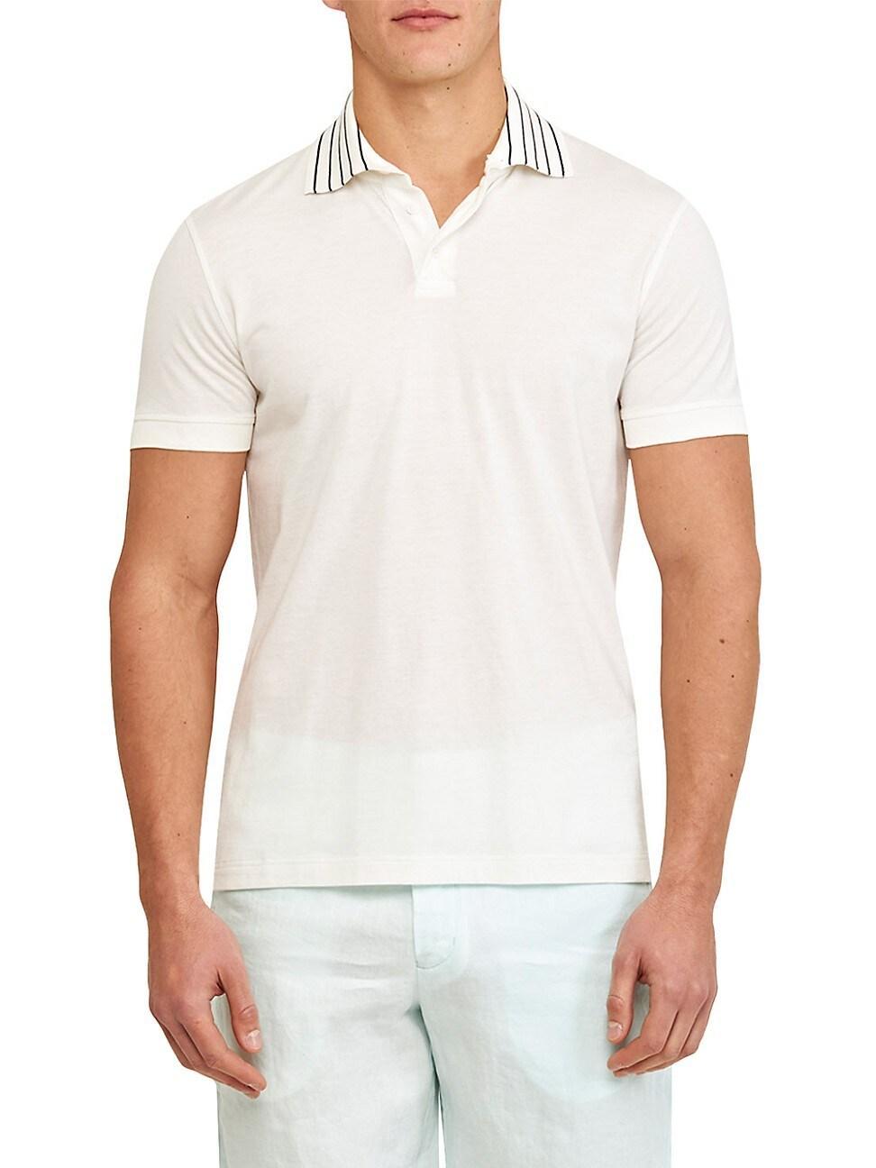 Mens Dominic Stripe Rib-Knit Polo Shirt Product Image