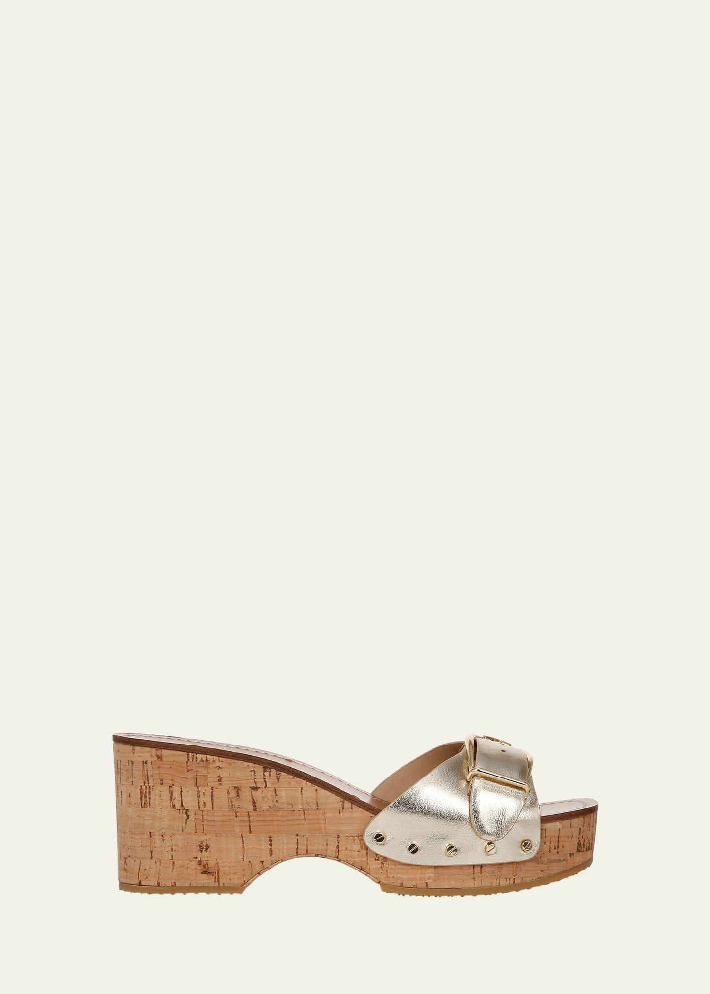Dallas Metallic Buckle Slide Sandals Product Image