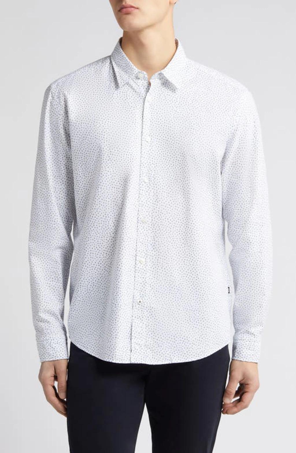 Men's Regular-fit Shirt In Printed Oxford Cotton In White Product Image