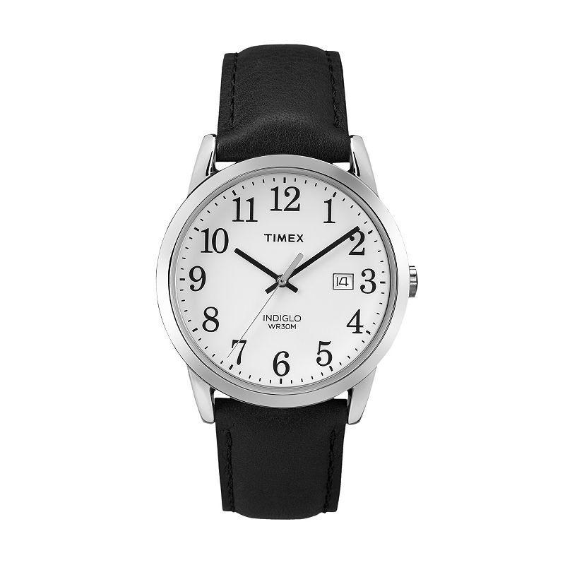 Timex Mens Easy Reader Leather Watch - TW2P756009J, Black Product Image