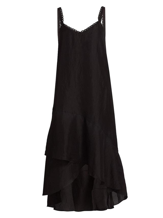 Womens Aubrey Linen-Blend High-Low Midi-Dress Product Image