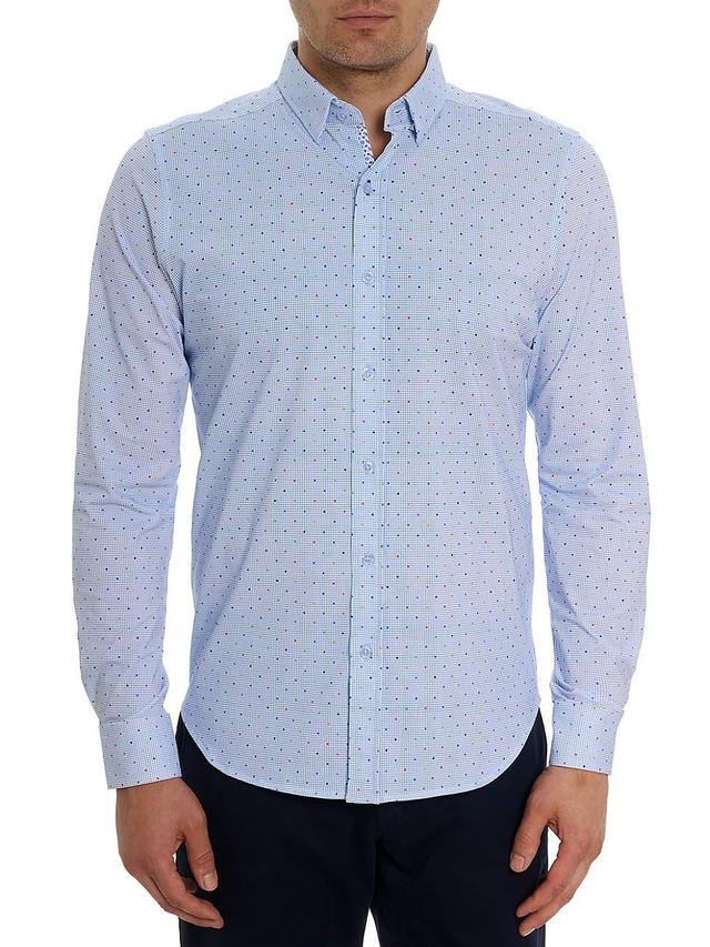 Mens Ren Polka Dot Cotton-Blend Button-Down Shirt Product Image