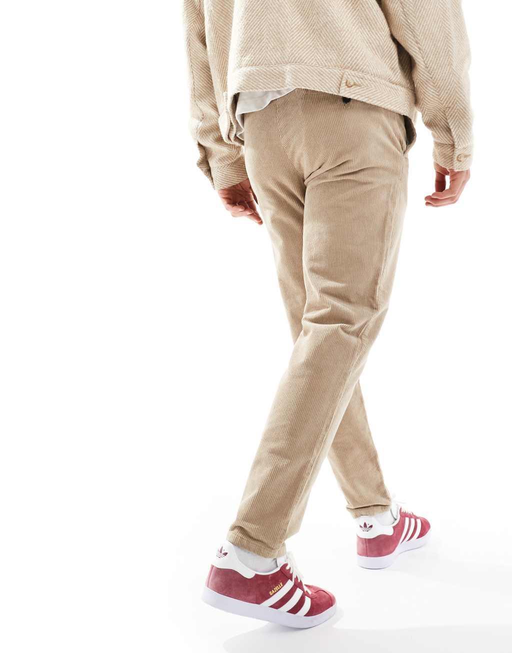 ONLY & SONS tapered cord pants in beige Product Image