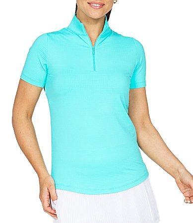 IBKUL Essential Solids Short Sleeve Quarter Zip Top Product Image