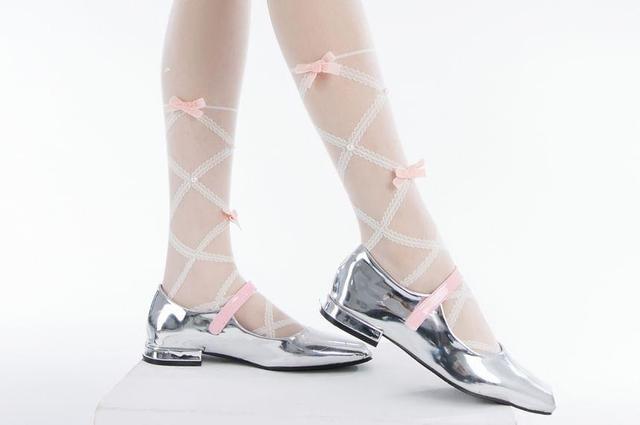 Bow Criss Cross Sheer Tights Product Image