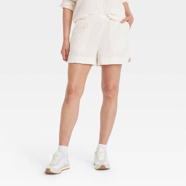 Womens High-Rise Pull-On Shorts - Universal Thread Cream M Product Image