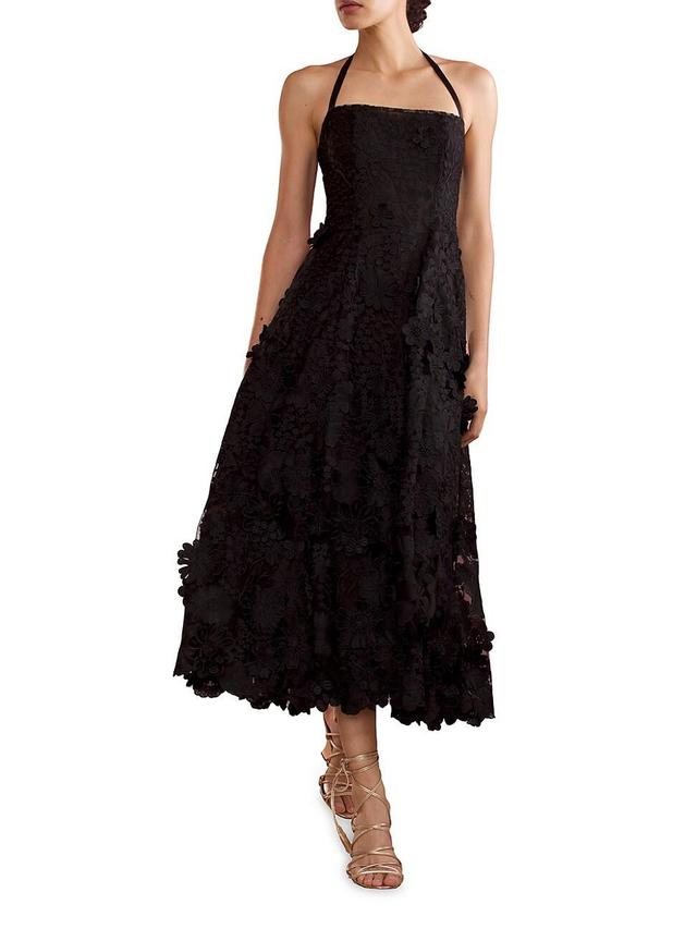 Womens Lace Halter Midi-Dress Product Image