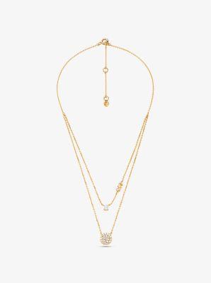 Womens 14K-Gold-Plated & Cubic Zirconia Layered Pendant Necklace Product Image