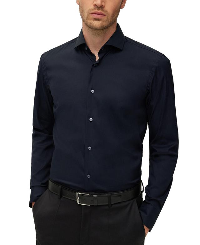 Boss by Hugo Boss Mens Easy-Iron Cotton-Blend Poplin Slim-Fit Dress Shirt Product Image