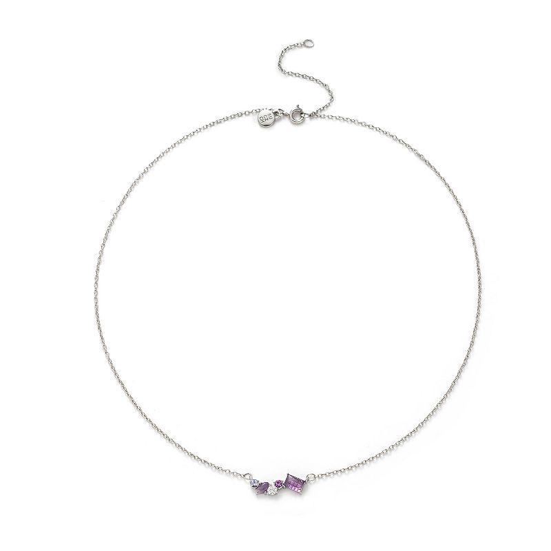 Power of Color Silver Plated Quartz & Cubic Zirconia Necklace, Womens Purple Product Image