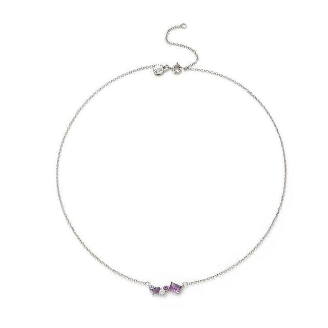 Power of Color Silver Plated Quartz & Cubic Zirconia Necklace, Womens Purple Product Image