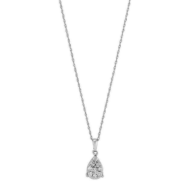 10k White Gold 1/4 Carat T.W. Diamond Teardrop Pendant Necklace, Womens 10k Whgold Product Image