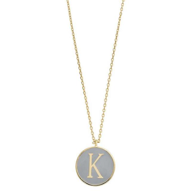 City Luxe Gold Tone Enamel Initial Disc Pendant Necklace, Womens Gold Tone K Product Image