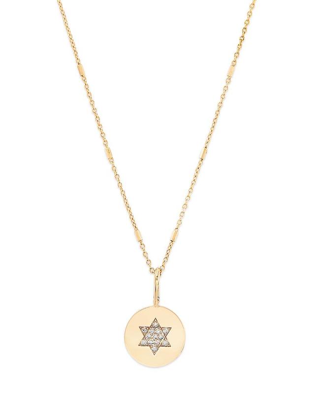 Womens Midi Bitty Symbols 14K Yellow Gold & Diamond Star Of David Pendant Necklace Product Image