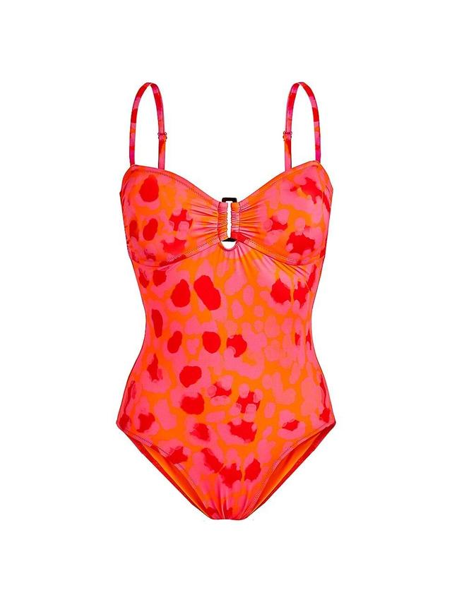 Womens New Leopard Underwire One-Piece Swimsuit Product Image