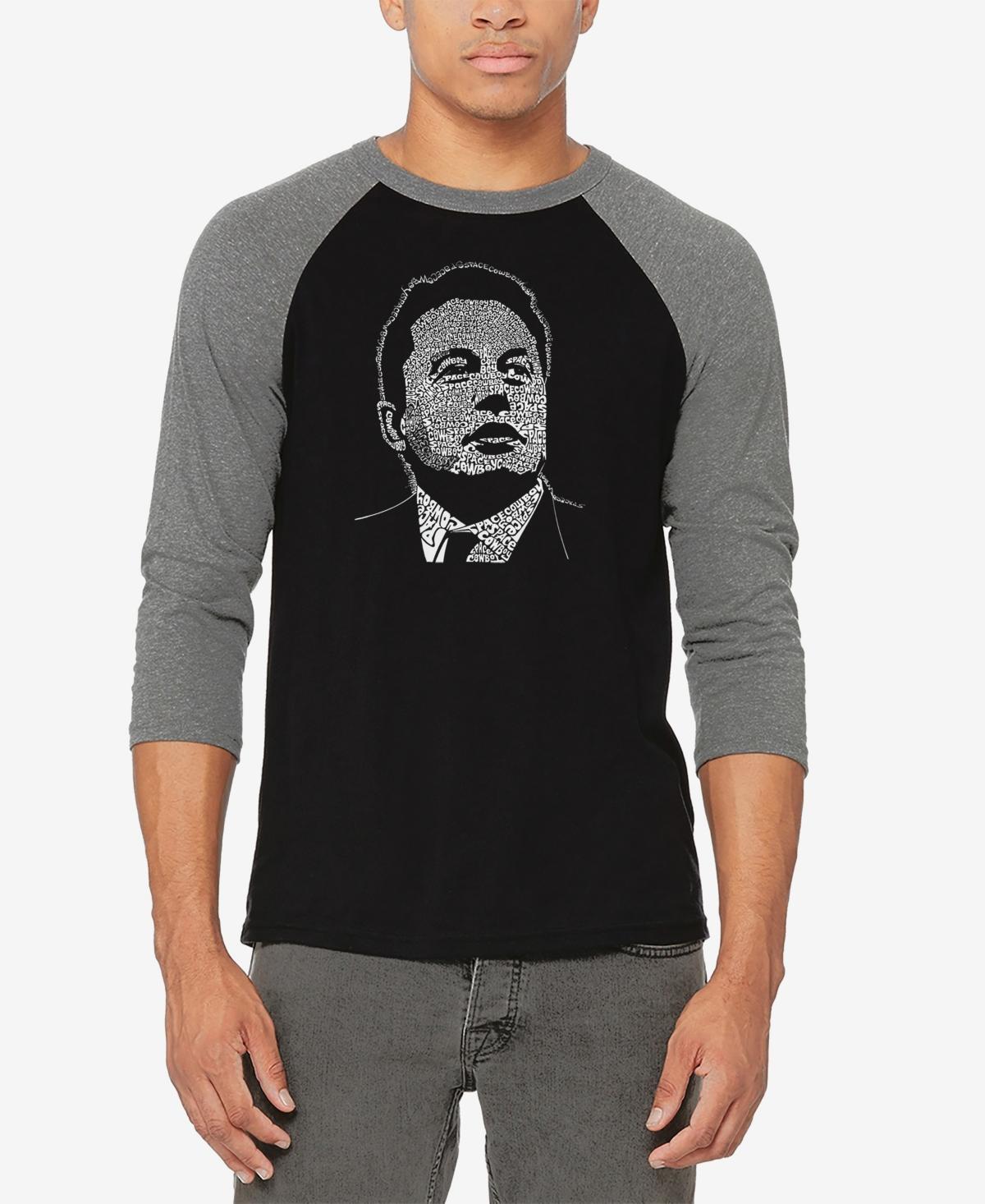 La Pop Art Mens Raglan Baseball 3/4 Sleeve Elon Musk Word Art T-shirt - Black Product Image