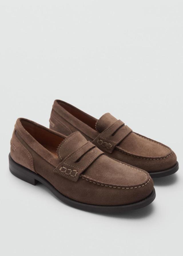 Suede leather loafers - Men | MANGO USA Product Image