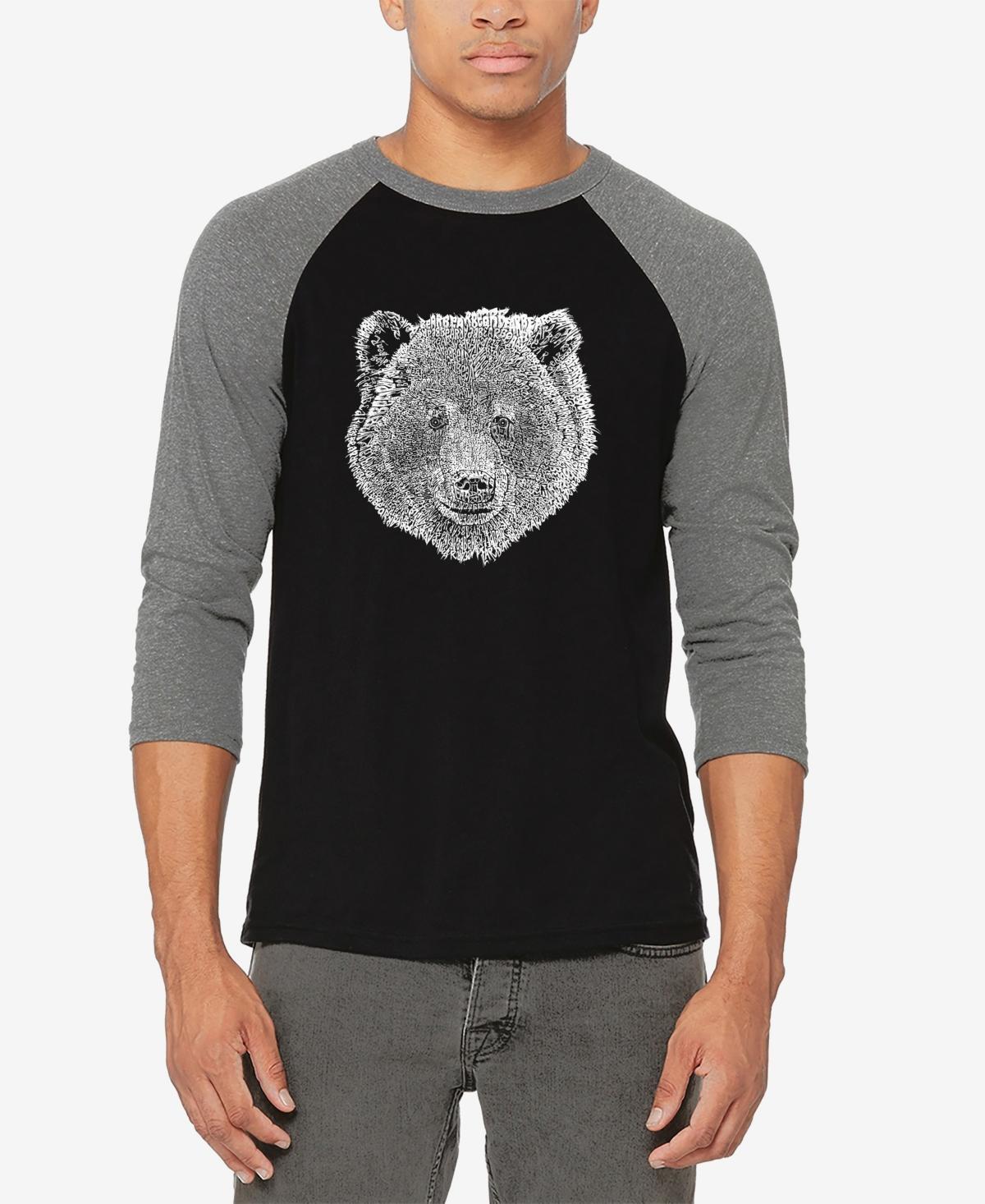 Mens Raglan Baseball Word Art Bear Face T-shirt Product Image