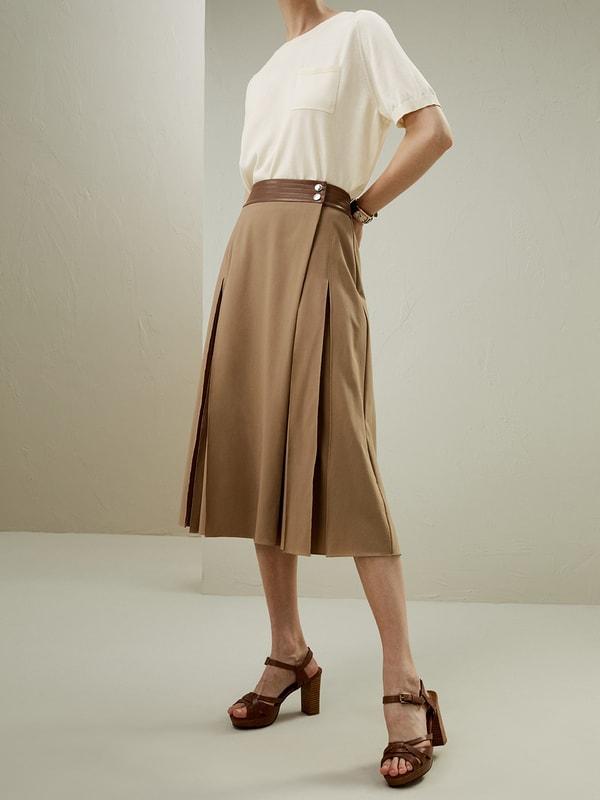 Merino Wool Wrap Midi Skirt Product Image