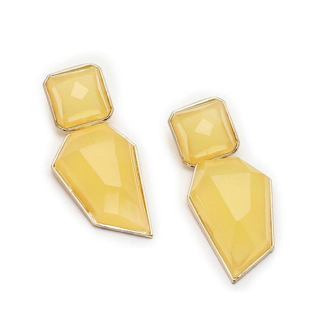 Sohi Womens Yellow Abstract Stone Drop Earrings Product Image