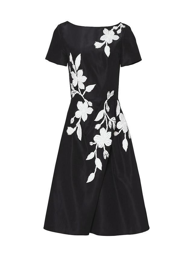 Womens Floral-Embroidered Knee-Length Dress Product Image