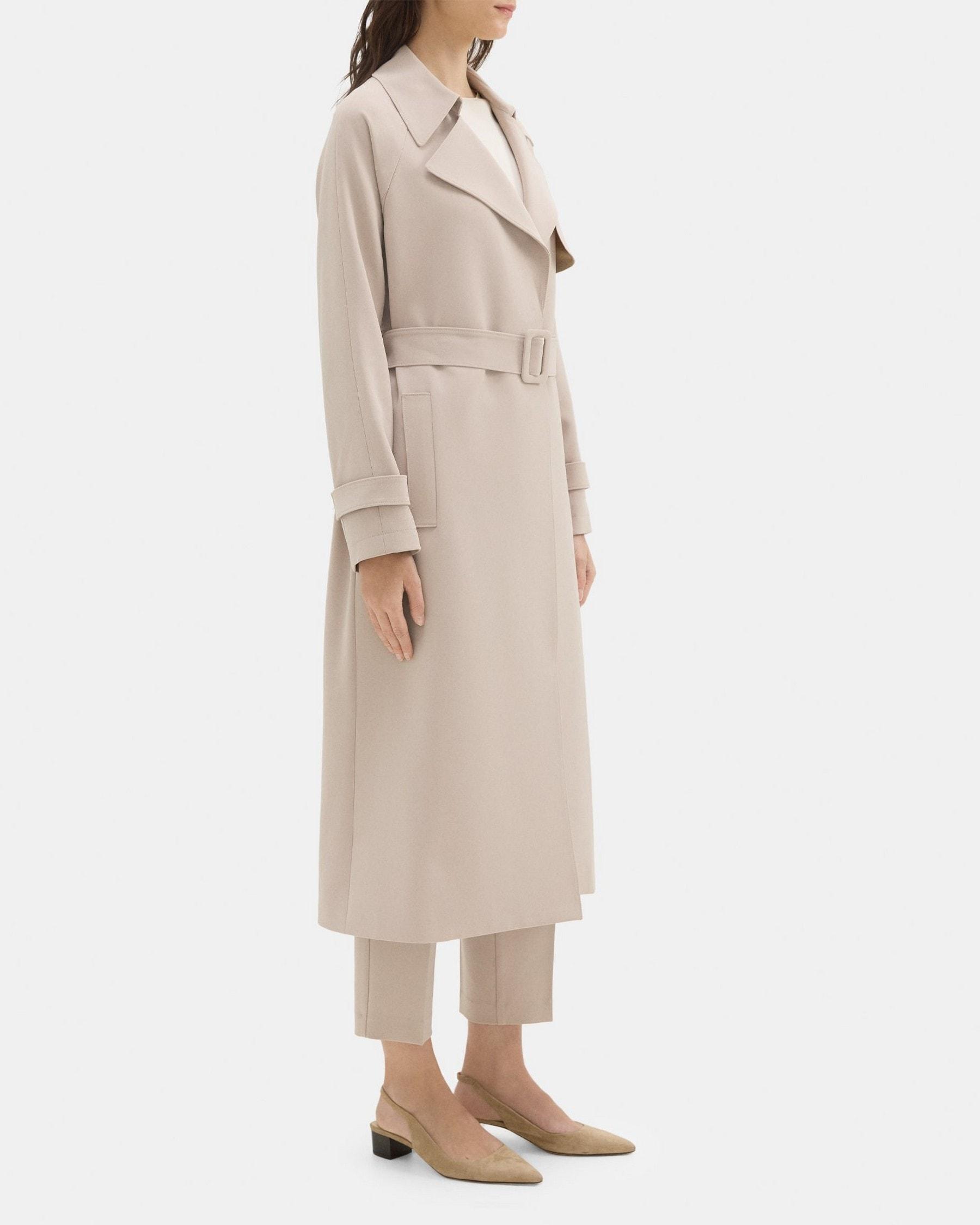 Relaxed Long Trench Coat in Crepe Product Image