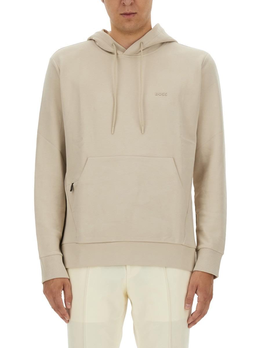 HUGO BOSS Boss Sweatshirt With Logo In Beige Product Image