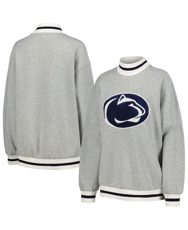 Womens Gameday Couture Ash Penn State Nittany Lions In It To Win It Sporty Mock Neck Pullover Sweatshirt Product Image