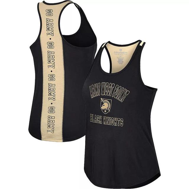 Womens Colosseum Black Army Black Knights 10 Days Racerback Scoop Neck Tank Top Product Image