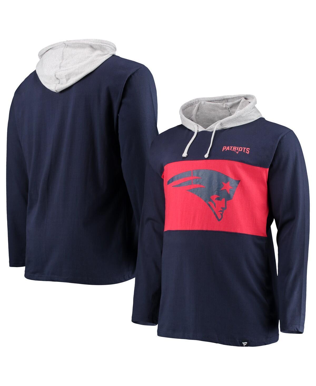 Men's Fanatics Branded Navy New England Patriots Big & Tall Logo Hoodie Long Sleeve T-Shirt Product Image