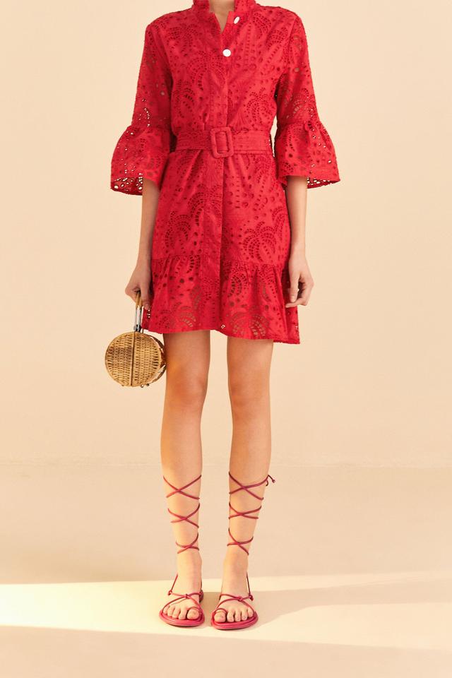 Womens Eyelet Belted Mini Shirtdress Product Image