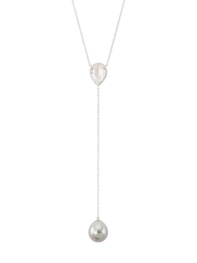 Womens 18K White Gold & Multi-Gemstone Y Necklace Product Image