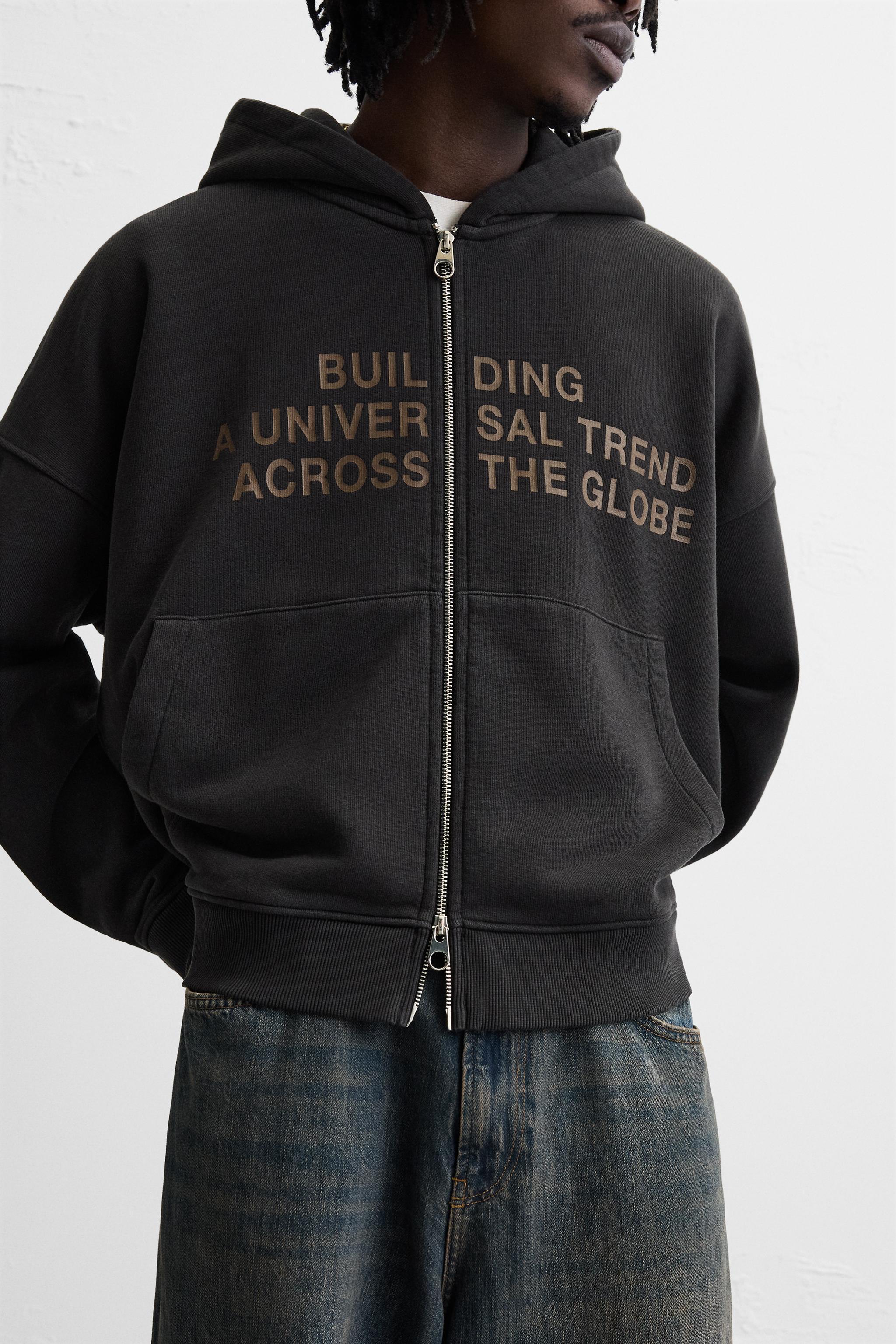 WASHED TEXT ZIP SWEATSHIRT Product Image